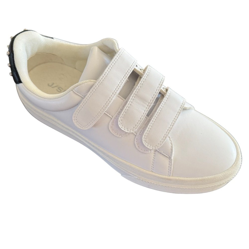 J/Slide Gennie White Leather Platform Velcro Sneakers Size 8
